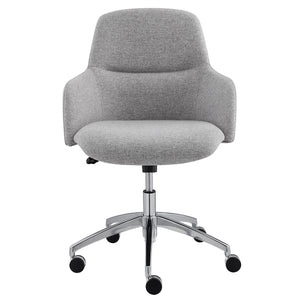 Minna Office Chair in Light Gray Fabric with Polished Aluminum Base