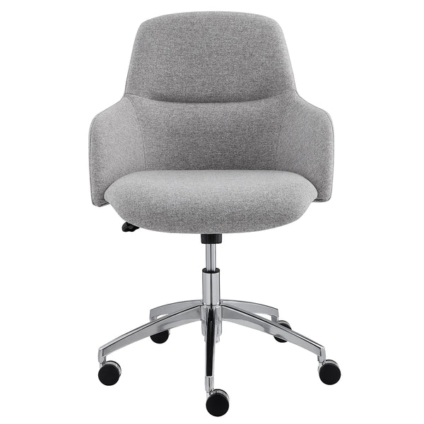 Minna Office Chair in Light Gray Fabric with Polished Aluminum Base