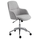 Minna Office Chair in Light Gray Fabric with Polished Aluminum Base