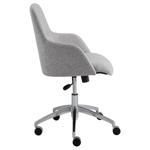 Minna Office Chair in Light Gray Fabric with Polished Aluminum Base