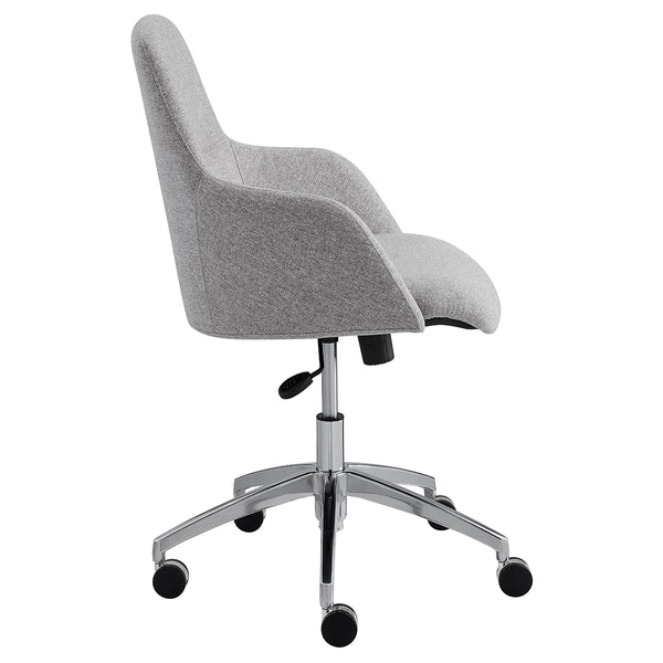Minna Office Chair in Light Gray Fabric with Polished Aluminum Base