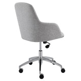 Minna Office Chair in Light Gray Fabric with Polished Aluminum Base