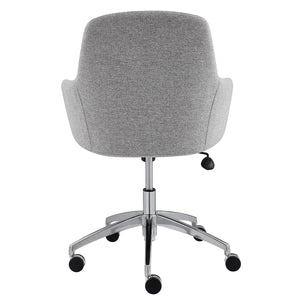Minna Office Chair in Light Gray Fabric with Polished Aluminum Base