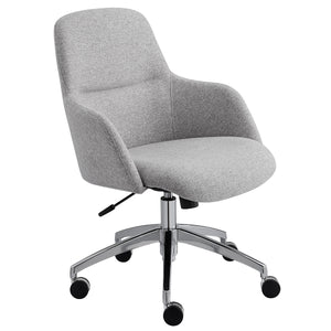 Minna Office Chair in Light Gray Fabric with Polished Aluminum Base