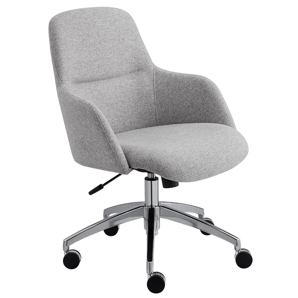 Minna Office Chair in Light Gray Fabric with Polished Aluminum Base