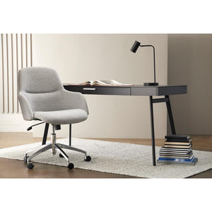 Minna Office Chair in Light Gray Fabric with Polished Aluminum Base