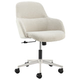 Mia Office Chair in Ivory Fabric with White Base