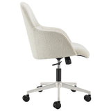 Mia Office Chair in Ivory Fabric with White Base