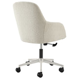 Mia Office Chair in Ivory Fabric with White Base