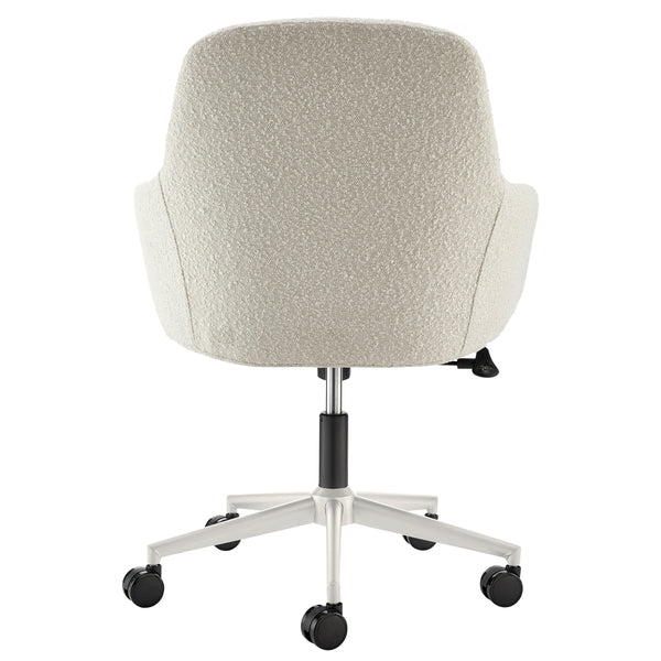Mia Office Chair in Ivory Fabric with White Base