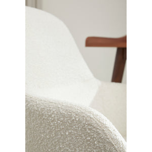 Mia Office Chair in Ivory Fabric with White Base