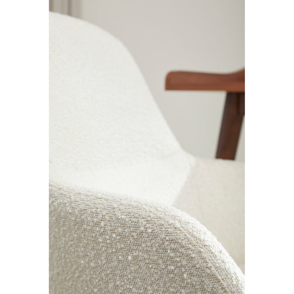 Mia Office Chair in Ivory Fabric with White Base