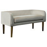 Casual Low Back Upholstered Bench and Gold