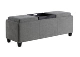 Casual Rectangular Upholstered Storage Bench with Tray Table