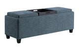 Casual Rectangular Upholstered Storage Bench with Tray Table