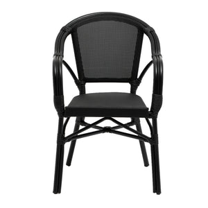 Ivan Stacking Armchair in Black Textylene Mesh with Black Frame - Set of 2