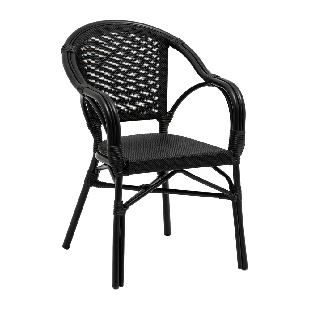 Ivan Stacking Armchair in Black Textylene Mesh with Black Frame - Set of 2