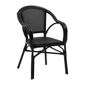 Ivan Stacking Armchair in Black Textylene Mesh with Black Frame - Set of 2