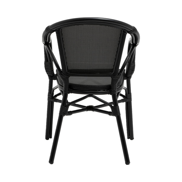 Ivan Stacking Armchair in Black Textylene Mesh with Black Frame - Set of 2