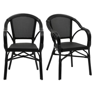Ivan Stacking Armchair in Black Textylene Mesh with Black Frame - Set of 2