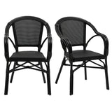 Ivan Stacking Armchair in Black Textylene Mesh with Black Frame - Set of 2