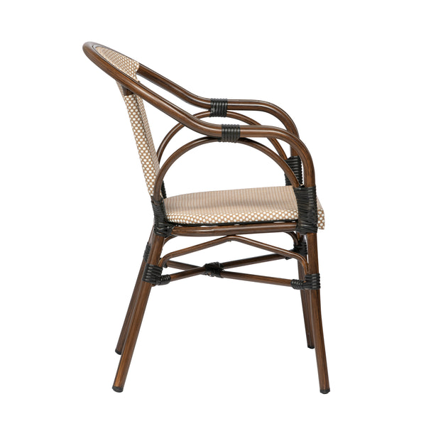 Ivan Stacking Armchair in Tan/White Textylene Mesh with Brown Frame - Set of 2