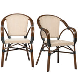 Ivan Stacking Armchair in Tan/White Textylene Mesh with Brown Frame - Set of 2