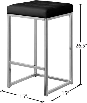 Nicola Faux Leather / Steel / Foam Contemporary Black Faux Leather Stool - 15" W x 15" D x 26.5" H