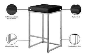 Nicola Faux Leather / Steel / Foam Contemporary Black Faux Leather Stool - 15" W x 15" D x 26.5" H