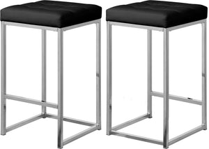 Nicola Faux Leather / Steel / Foam Contemporary Black Faux Leather Stool - 15" W x 15" D x 26.5" H