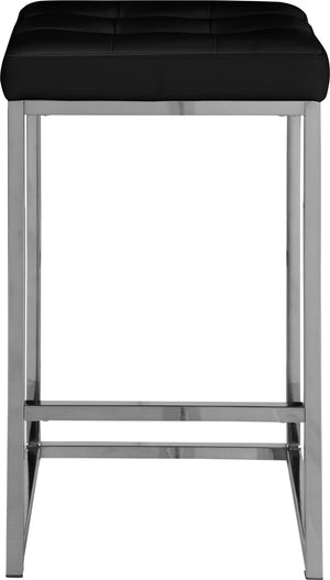 Nicola Faux Leather / Steel / Foam Contemporary Black Faux Leather Stool - 15" W x 15" D x 26.5" H