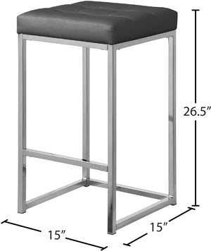 Nicola Faux Leather / Steel / Foam Contemporary Grey Faux Leather Stool - 15" W x 15" D x 26.5" H