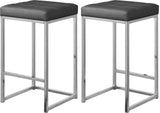 Nicola Faux Leather / Steel / Foam Contemporary Grey Faux Leather Stool - 15" W x 15" D x 26.5" H