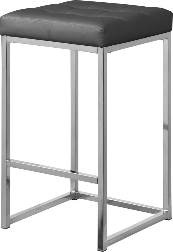 Nicola Faux Leather / Steel / Foam Contemporary Grey Faux Leather Stool - 15" W x 15" D x 26.5" H