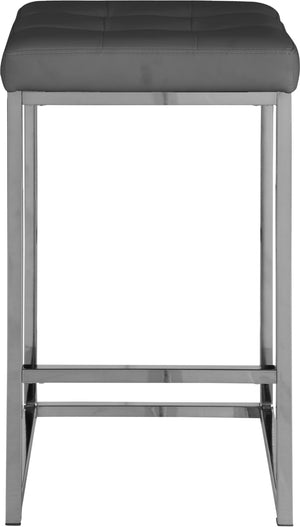 Nicola Faux Leather / Steel / Foam Contemporary Grey Faux Leather Stool - 15" W x 15" D x 26.5" H