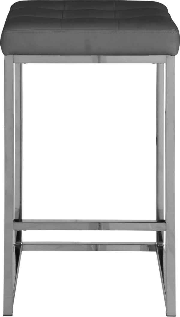 Nicola Faux Leather / Steel / Foam Contemporary Grey Faux Leather Stool - 15" W x 15" D x 26.5" H