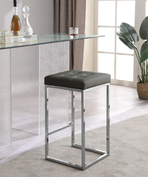 Nicola Faux Leather / Steel / Foam Contemporary Grey Faux Leather Stool - 15" W x 15" D x 26.5" H
