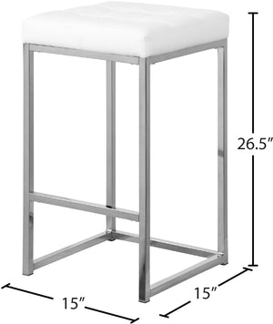 Nicola Faux Leather / Steel / Foam Contemporary White Faux Leather Stool - 15" W x 15" D x 26.5" H