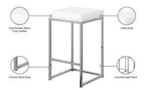 Nicola Faux Leather / Steel / Foam Contemporary White Faux Leather Stool - 15" W x 15" D x 26.5" H