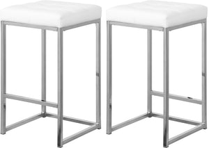 Nicola Faux Leather / Steel / Foam Contemporary White Faux Leather Stool - 15" W x 15" D x 26.5" H