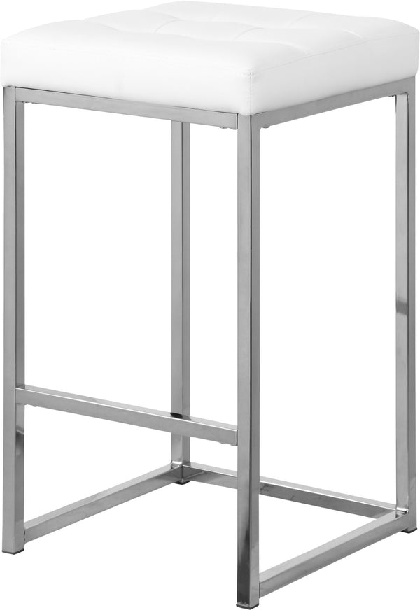 Nicola Faux Leather / Steel / Foam Contemporary White Faux Leather Stool - 15" W x 15" D x 26.5" H