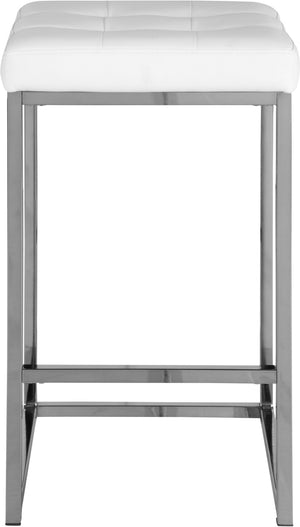 Nicola Faux Leather / Steel / Foam Contemporary White Faux Leather Stool - 15" W x 15" D x 26.5" H