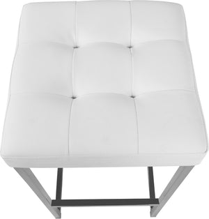 Nicola Faux Leather / Steel / Foam Contemporary White Faux Leather Stool - 15" W x 15" D x 26.5" H