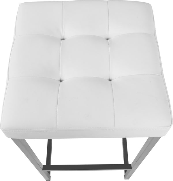 Nicola Faux Leather / Steel / Foam Contemporary White Faux Leather Stool - 15" W x 15" D x 26.5" H