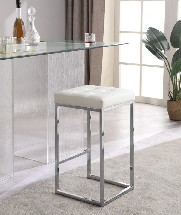 Nicola Faux Leather / Steel / Foam Contemporary White Faux Leather Stool - 15" W x 15" D x 26.5" H