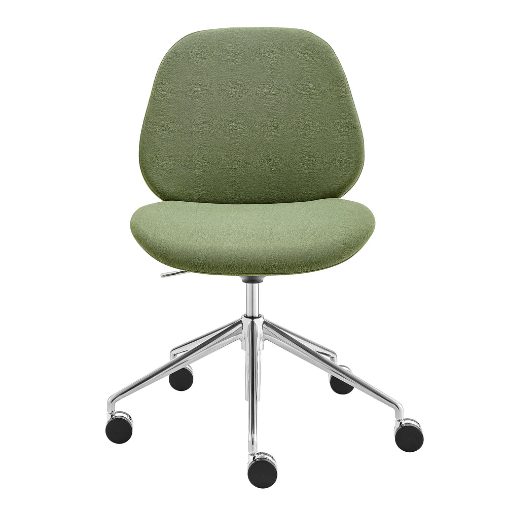 EuroStyle Lyle Office Chair without Armrests in Green Fabric with Polished Aluminum Base 90628-GRN