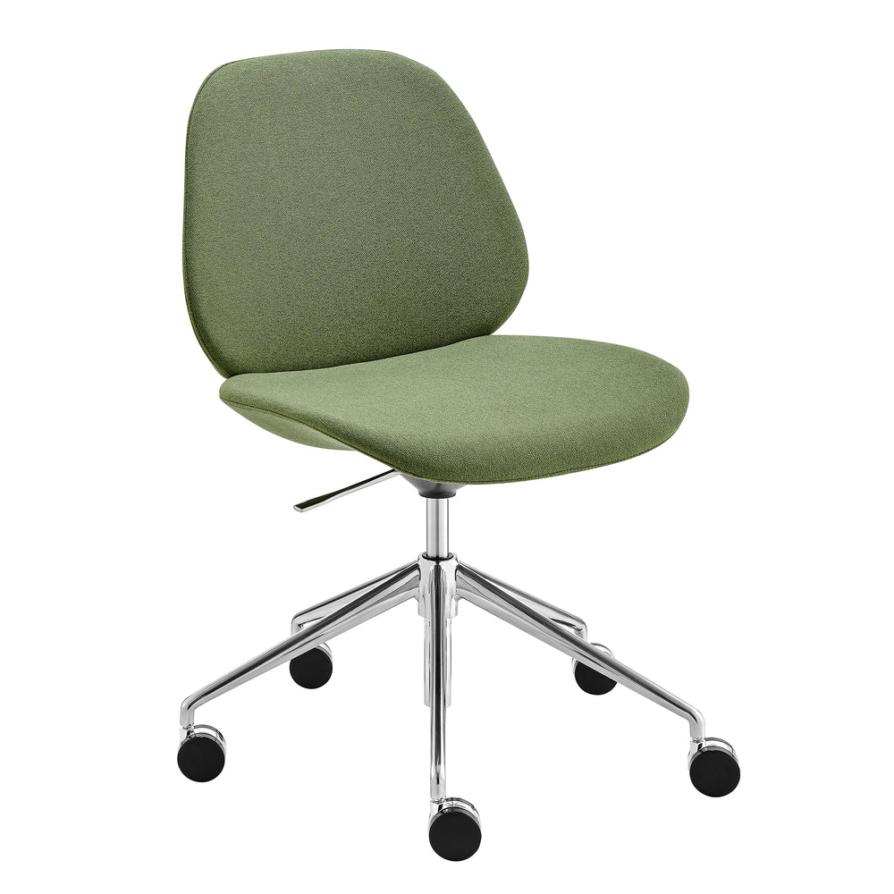 EuroStyle Lyle Office Chair without Armrests in Green Fabric with Polished Aluminum Base 90628-GRN