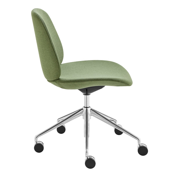 EuroStyle Lyle Office Chair without Armrests in Green Fabric with Polished Aluminum Base 90628-GRN