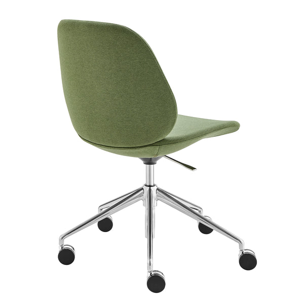 EuroStyle Lyle Office Chair without Armrests in Green Fabric with Polished Aluminum Base 90628-GRN