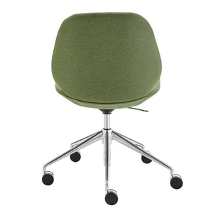 EuroStyle Lyle Office Chair without Armrests in Green Fabric with Polished Aluminum Base 90628-GRN